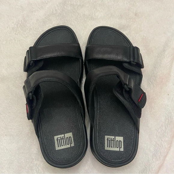 Fitflop GOGH  Mens Leather Slides Size 8 Black - Picture 2 of 10